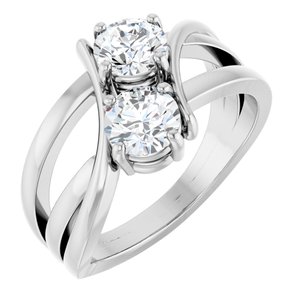 14K White 1 CTW Natural Diamond Two-Stone Ring  